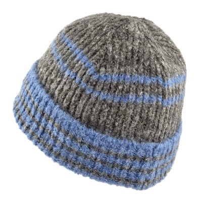 Mössor - Gårda Verbier Striped Wool Mix Beanie (grå/blå)