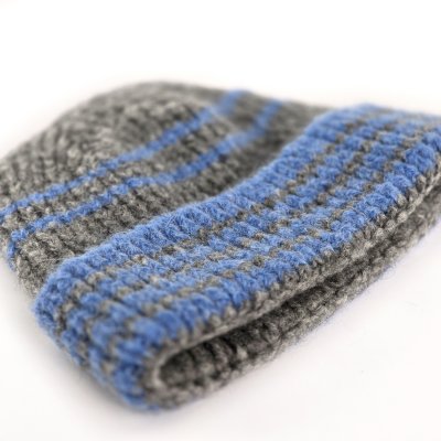 Mössor - Gårda Verbier Striped Wool Mix Beanie (grå/blå)