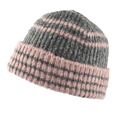 Mössor - Gårda Verbier Striped Wool Mix Beanie (grå/rosa)