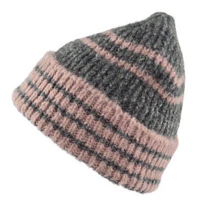 Mössor - Gårda Verbier Striped Wool Mix Beanie (grå/rosa)