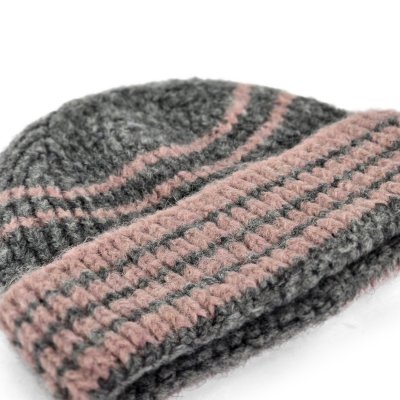 Mössor - Gårda Verbier Striped Wool Mix Beanie (grå/rosa)