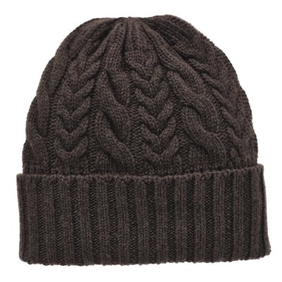 Mössor - Gårda Villars Cable Knit Wool Mix Beanie (brun)
