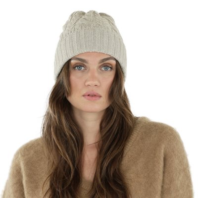 Mössor - Gårda Villars Cable Knit Wool Mix Beanie (beige)