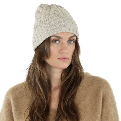 Mössor - Gårda Villars Cable Knit Wool Mix Beanie (beige)