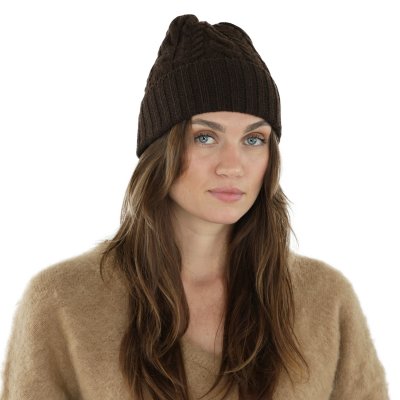 Mössor - Gårda Villars Cable Knit Wool Mix Beanie (brun)