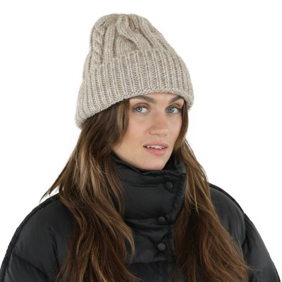 Mössor - Gårda Bormio Cable Knit Wool Mix Beanie (beige)