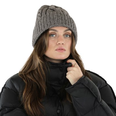 Mössor - Gårda Bormio Cable Knit Wool Mix Beanie (grå/beige)