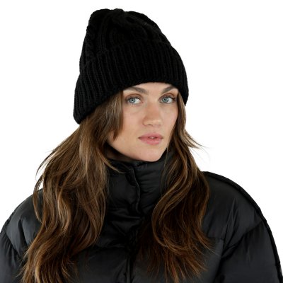 Mössor - Gårda Bormio Cable Knit Wool Mix Beanie (svart)