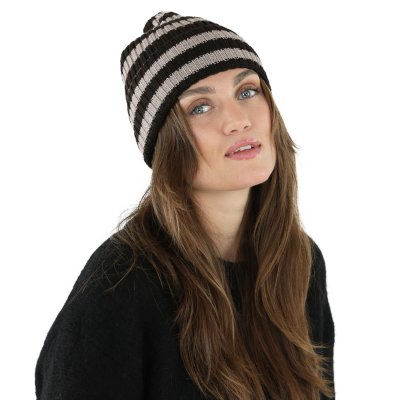 Mössor - Gårda Davos Striped Merino Wool Beanie (brun/beige)
