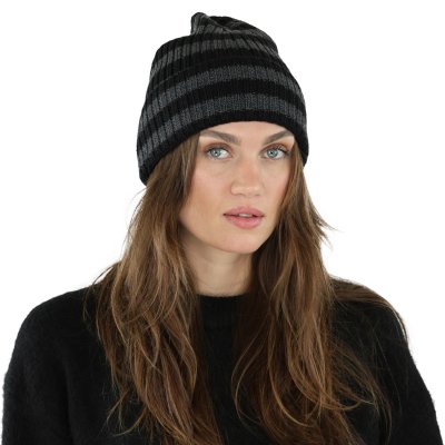 Mössor - Gårda Davos Striped Merino Wool Beanie (grå/svart)