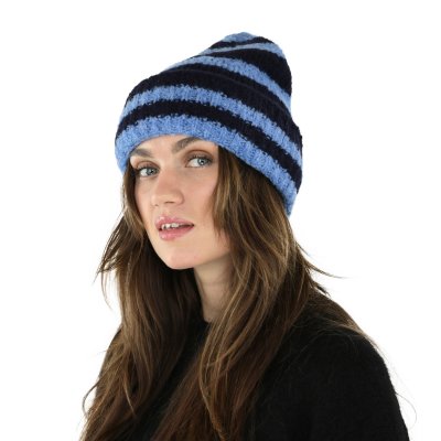 Mössor - Gårda Lech Striped Wool Mix Beanie (blå)