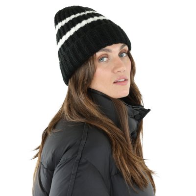 Mössor - Gårda Les Deux Alpes Striped Merino Mix Beanie (svart/vit)