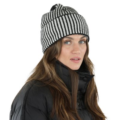 Mössor - Gårda Megève Striped Cashmere Mix Beanie (svart/vit)
