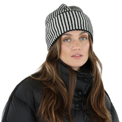Mössor - Gårda Megève Striped Cashmere Mix Beanie (svart/vit)