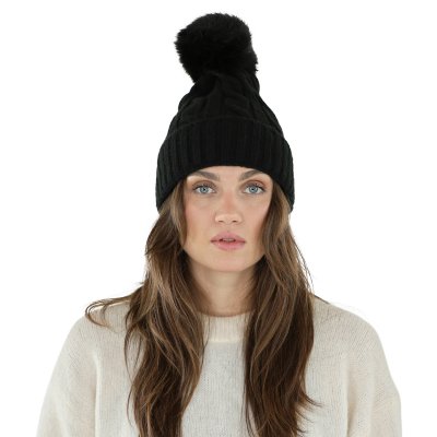Mössor - Gårda Saas-Fee Cable Knit Wool Mix Beanie (svart)
