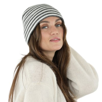 Mössor - Gårda Saint-Gervais Striped Wool Mix Beanie (mörkgrå/vit)