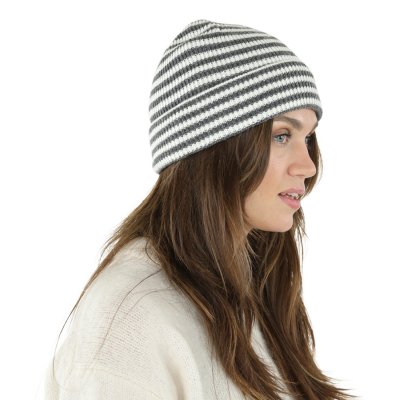 Mössor - Gårda Saint-Gervais Striped Wool Mix Beanie (mörkgrå/vit)