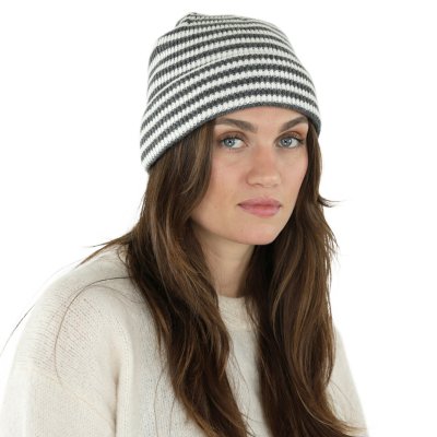 Mössor - Gårda Saint-Gervais Striped Wool Mix Beanie (mörkgrå/vit)