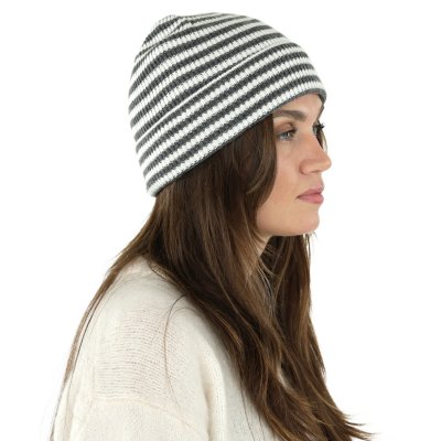 Mössor - Gårda Saint-Gervais Striped Wool Mix Beanie (mörkgrå/vit)