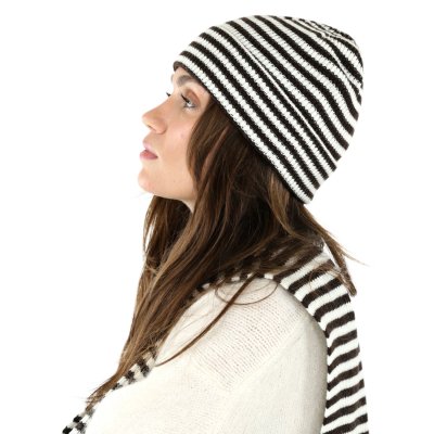 Mössor - Gårda Saint-Gervais Striped Wool Mix Beanie (brun/vit)