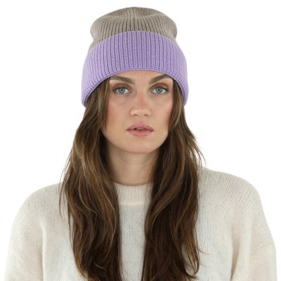 Mössor - Gårda St. Moritz Merino Wool Beanie (lila/beige)
