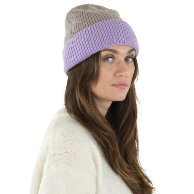 Mössor - Gårda St. Moritz Merino Wool Beanie (lila/beige)
