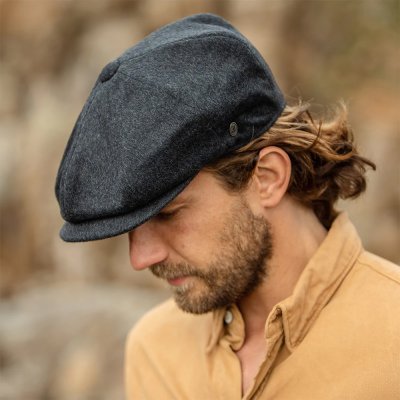 Gubbkeps / Flat cap - Jaxon Pure Wool Harlem Newsboy Cap (mörkgrå)