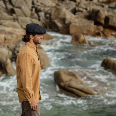 Gubbkeps / Flat cap - Jaxon Pure Wool Harlem Newsboy Cap (mörkgrå)