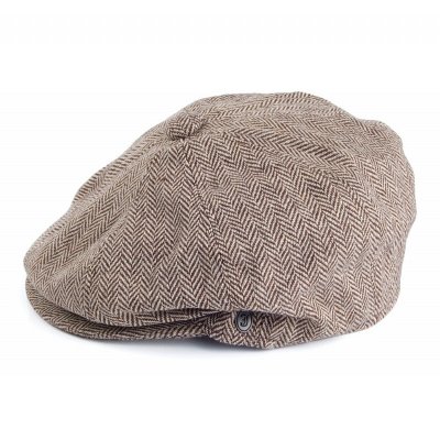 Gubbkeps / Flat cap - Jaxon Herringbone Newsboy Cap (brun)