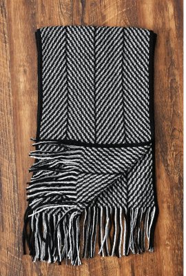 Halsdukar - Gårda ZigZag Knitted Tassel Scarf (Svart/Vit)