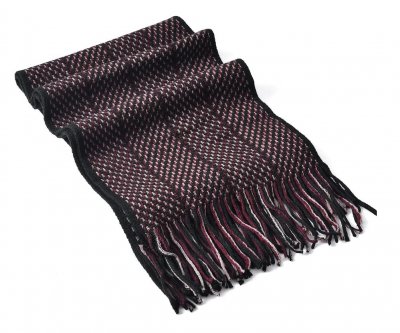 Halsdukar - Gårda ZigZag Knitted Tassel Scarf (Svart/Vinröd)