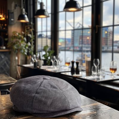 Gubbkeps / Flat cap - Gårda Palizzi Marina Linen Newsboy Cap (grå)