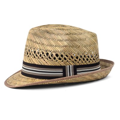 Stråhatt - Gårda Agulo Natural Straw Trilby (natur/brun)