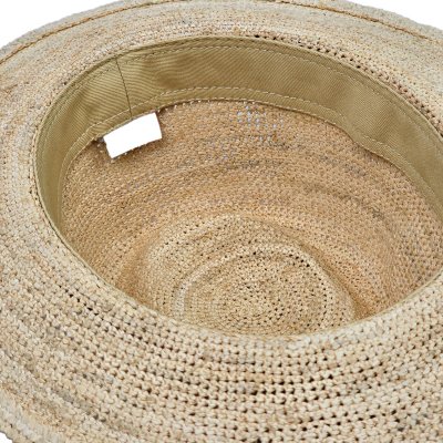 Stråhatt - Gårda Funchal Raffia Fedora (ljus natur/mörkbrun)