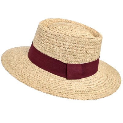 Stråhatt - Gårda Palma Gambler (natur/röd)