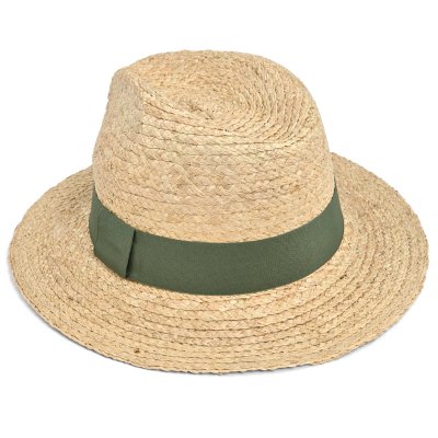Stråhatt - Gårda Positano Fedora (natur/mörkgrön)