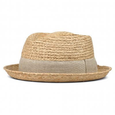 Stråhatt - Gårda Serreta Raffia Trilby (ljus natur/ljusgrå)