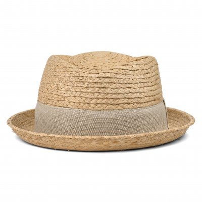 Stråhatt - Gårda Serreta Raffia Trilby (ljus natur/ljusgrå)