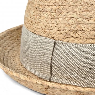 Stråhatt - Gårda Serreta Raffia Trilby (ljus natur/ljusgrå)