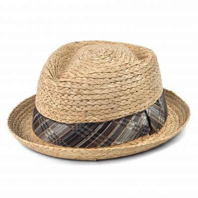 Stråhatt - Gårda Tarajal Raffia Trilby (ljus natur/grå)