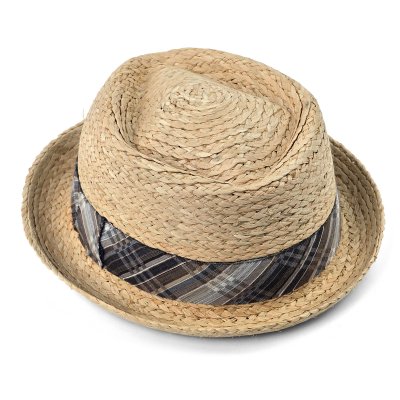 Stråhatt - Gårda Tarajal Raffia Trilby (ljus natur/grå)