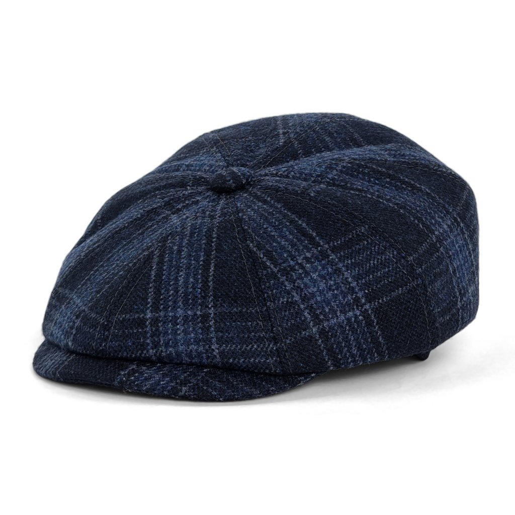 Gubbkeps / Flat cap - Gårda Premium Banbury Wool Newsboy (blå) (Storlek: Small - 55 cm)