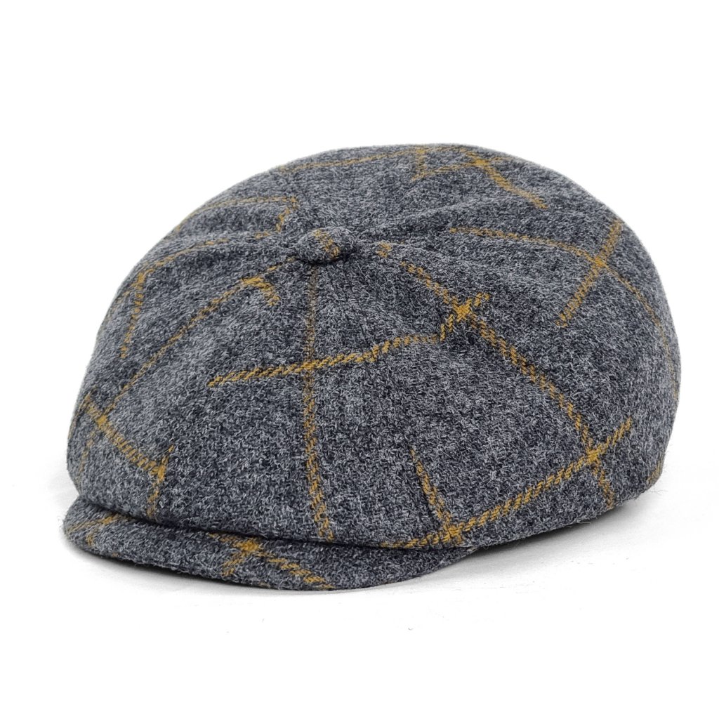 Gubbkeps / Flat cap - Gårda Premium Callander Wool Newsboy (grå) (Storlek: Small - 55 cm)