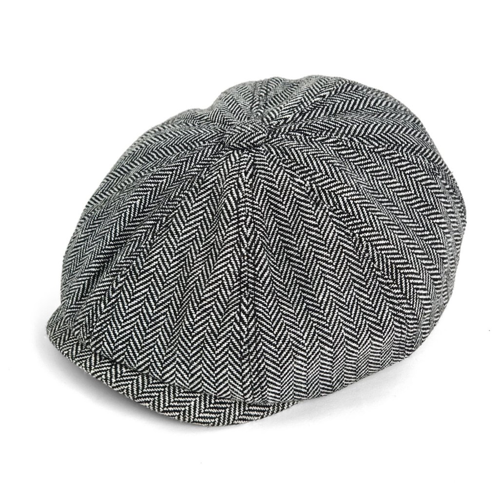 Gubbkeps / Flat cap - Gårda Digby Newsboy Cap (svart/vit) (Storlek: Small - 56 cm)