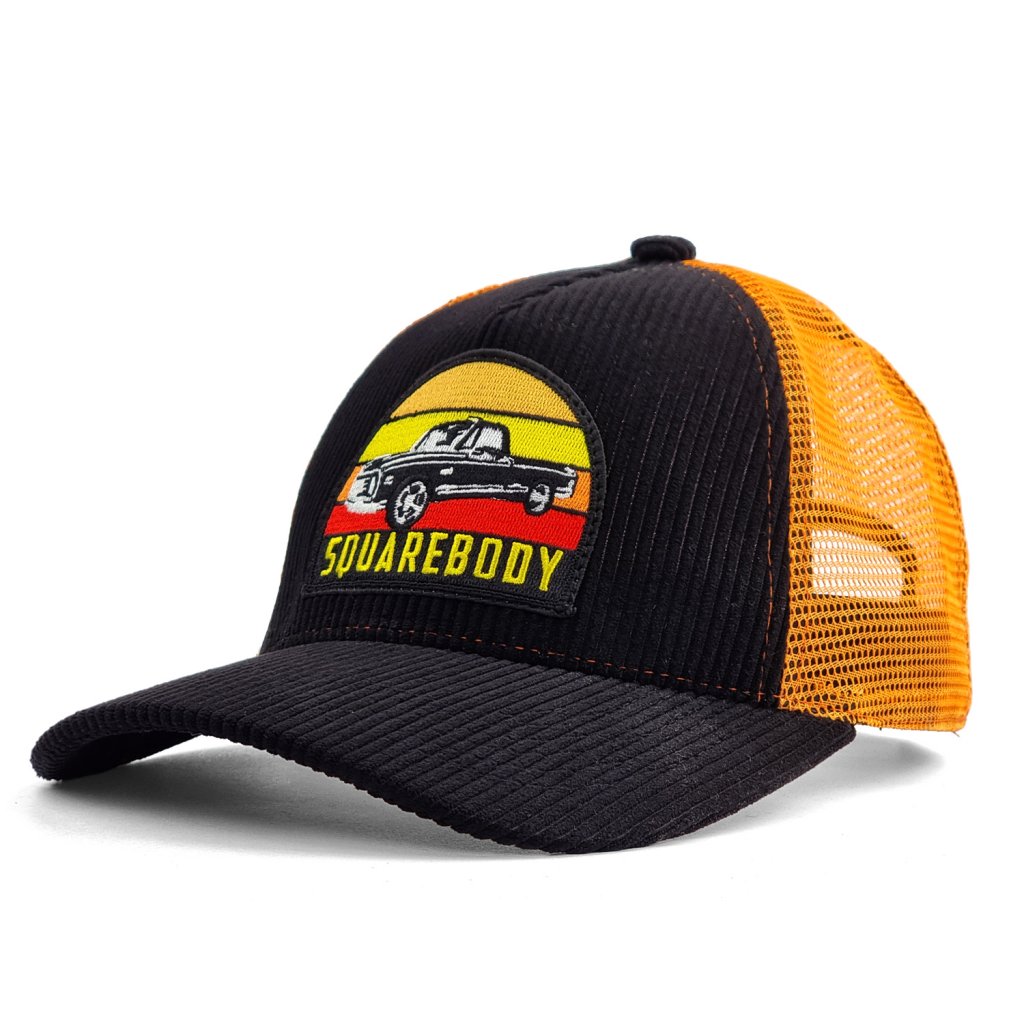 Keps - Gårda Corduroy Trucker Squarebody (svart/orange) (Storlek: One size)